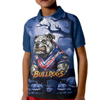 Custom Halloween Canterbury-Bankstown Bulldogs Kid Polo Shirt Spooky Australia Mascot Rugby