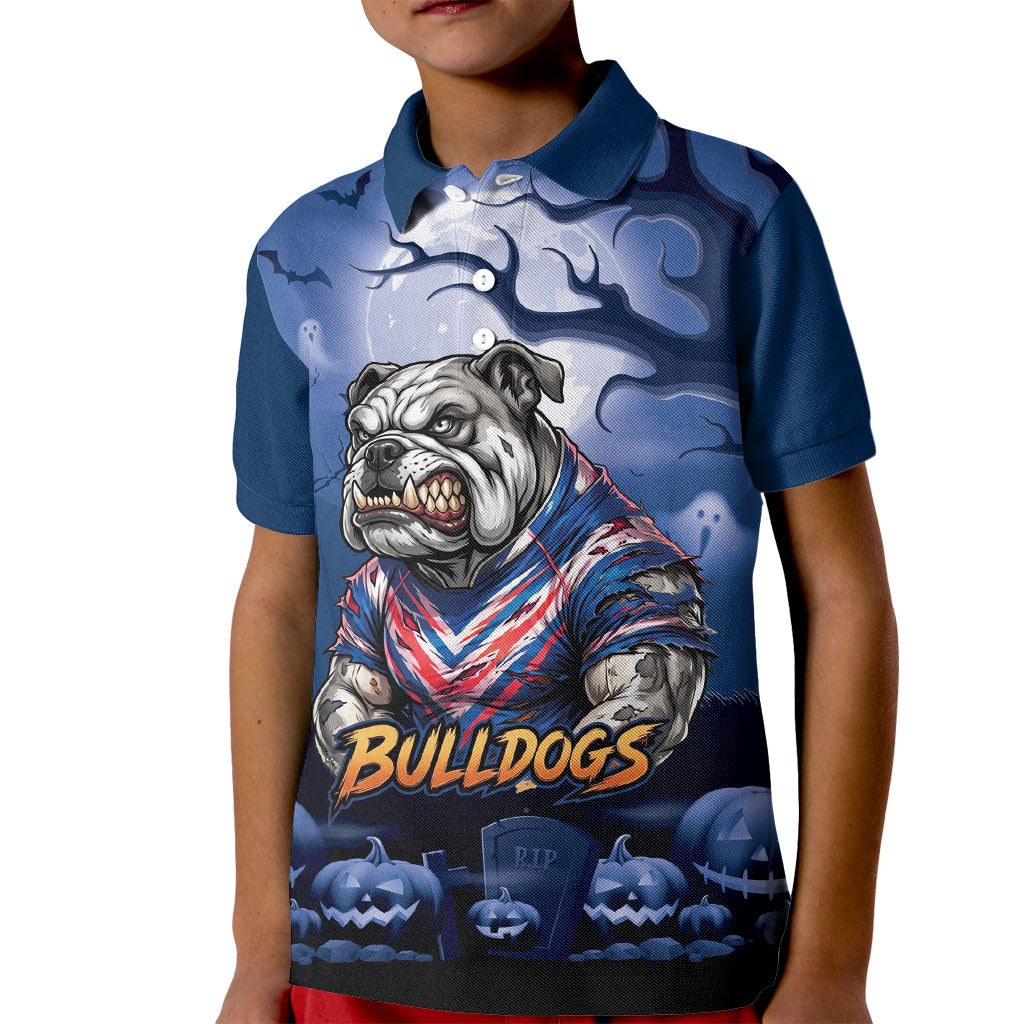 Custom Halloween Canterbury-Bankstown Bulldogs Kid Polo Shirt Spooky Australia Mascot Rugby