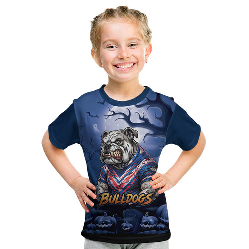 Custom Halloween Canterbury-Bankstown Bulldogs Kid T Shirt Spooky Australia Mascot Rugby
