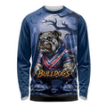 Custom Halloween Canterbury-Bankstown Bulldogs Long Sleeve Shirt Spooky Australia Mascot Rugby