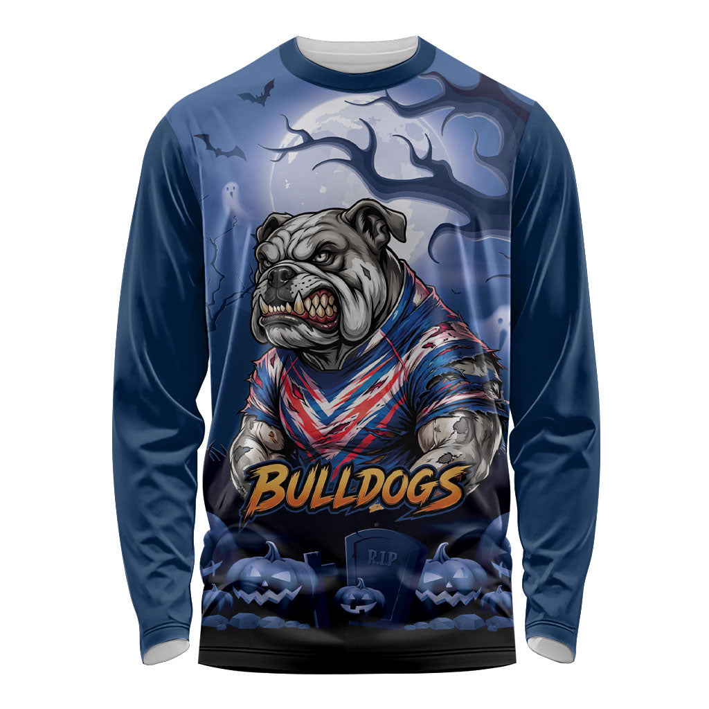 Custom Halloween Canterbury-Bankstown Bulldogs Long Sleeve Shirt Spooky Australia Mascot Rugby