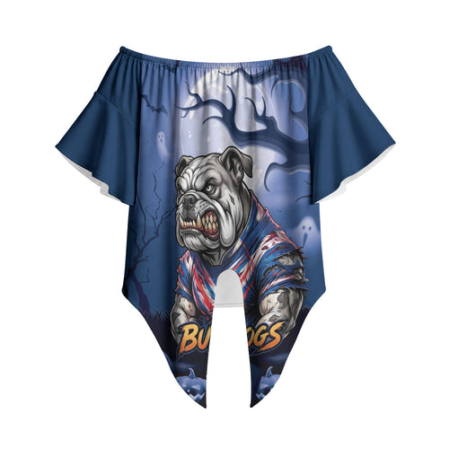 Custom Halloween Canterbury-Bankstown Bulldogs Off Shoulder Wrap Waist Top Spooky Australia Mascot Rugby
