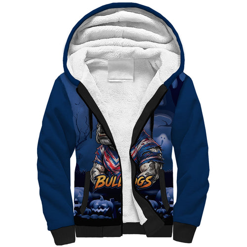Custom Halloween Canterbury-Bankstown Bulldogs Sherpa Hoodie Spooky Australia Mascot Rugby