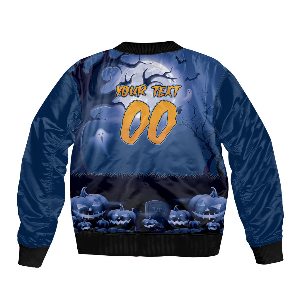 Custom Halloween Canterbury-Bankstown Bulldogs Sleeve Zip Bomber Jacket Spooky Australia Mascot Rugby