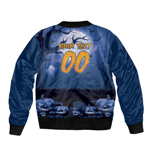 Custom Halloween Canterbury-Bankstown Bulldogs Sleeve Zip Bomber Jacket Spooky Australia Mascot Rugby
