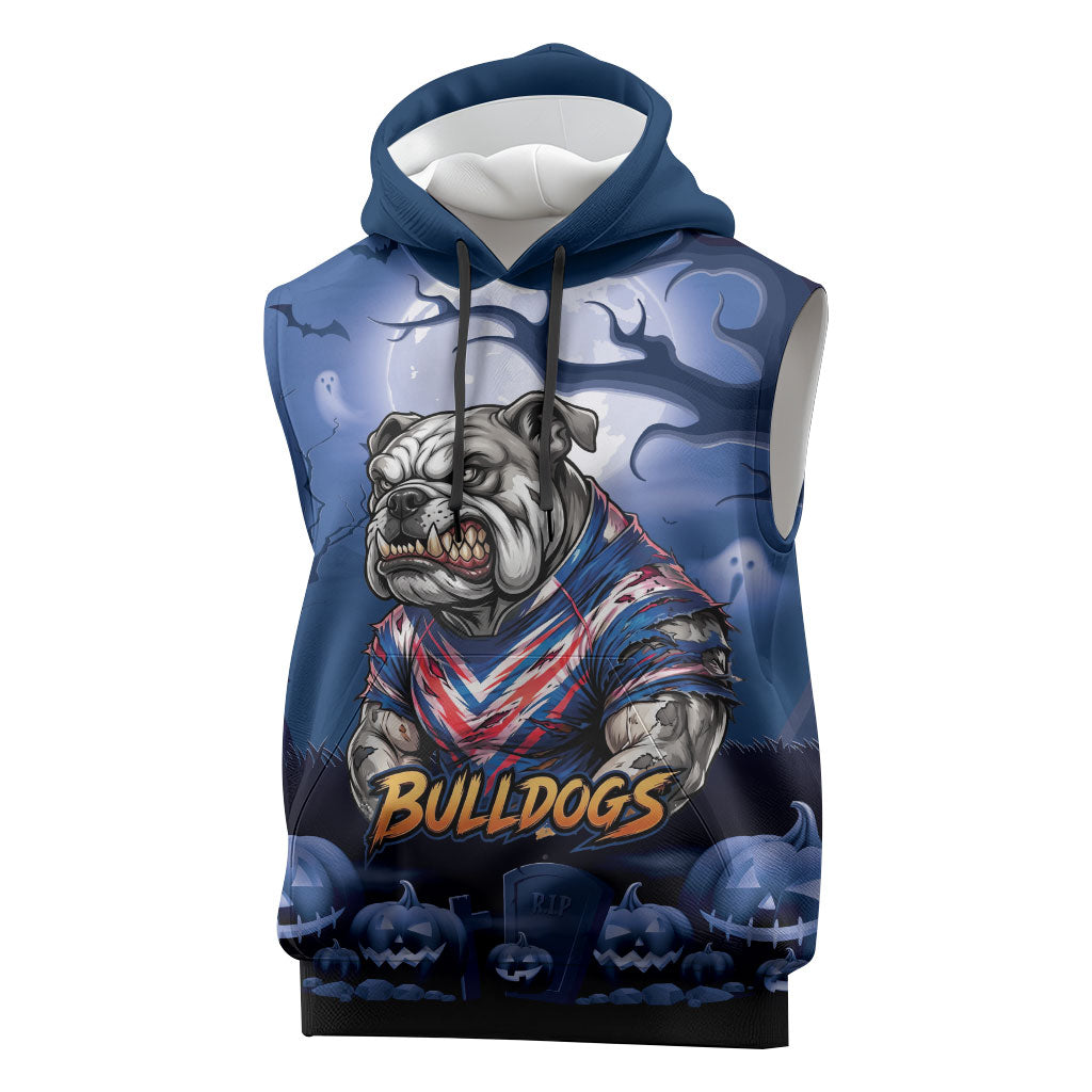 Custom Halloween Canterbury-Bankstown Bulldogs Sleeveless Hoodie Spooky Australia Mascot Rugby