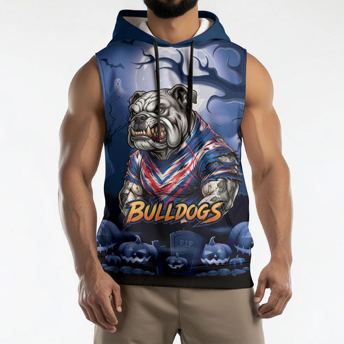 Custom Halloween Canterbury-Bankstown Bulldogs Sleeveless Hoodie Spooky Australia Mascot Rugby