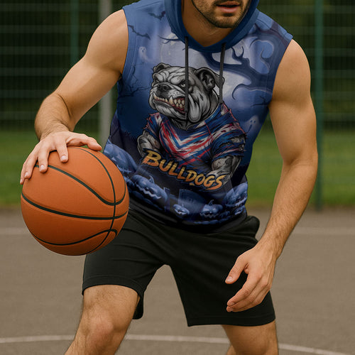 Custom Halloween Canterbury-Bankstown Bulldogs Sleeveless Hoodie Spooky Australia Mascot Rugby