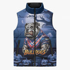 Custom Halloween Canterbury-Bankstown Bulldogs Sleeveless Puffer Jacket Spooky Australia Mascot Rugby