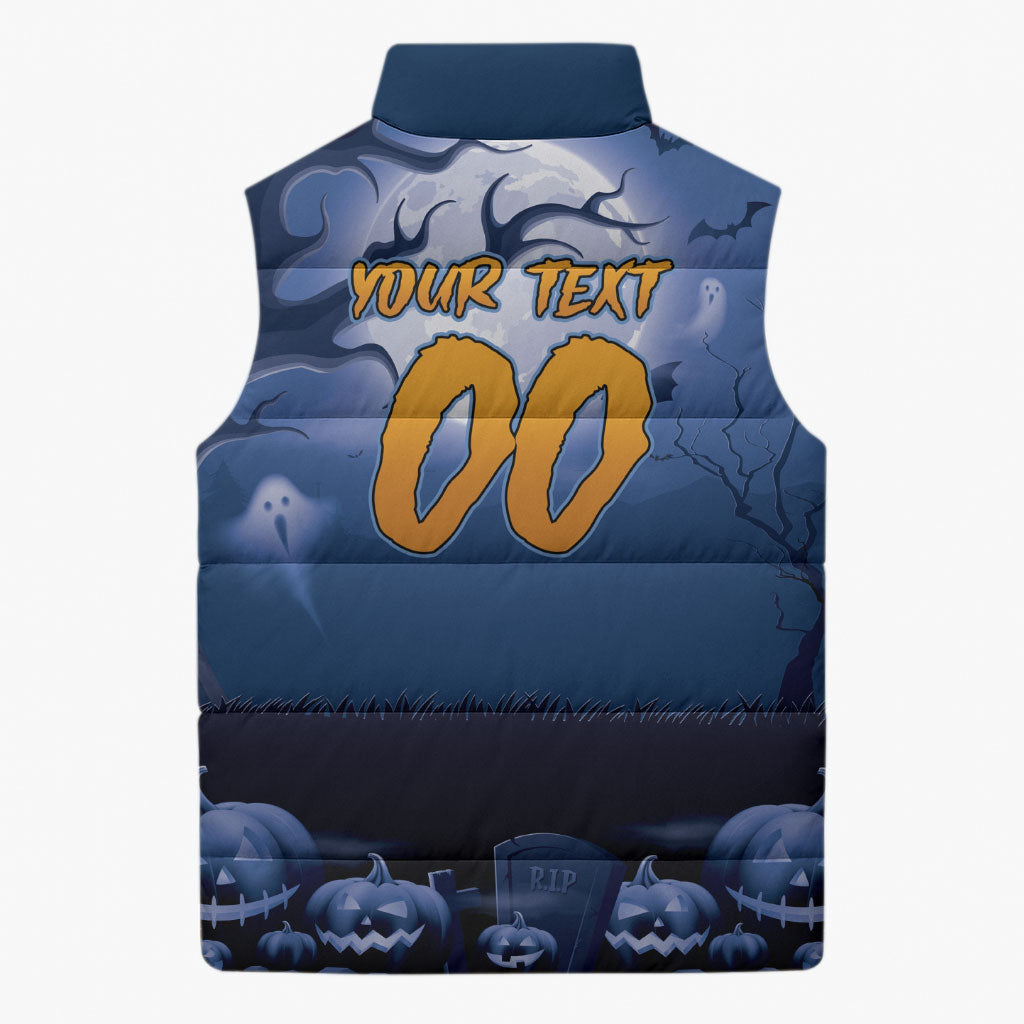 Custom Halloween Canterbury-Bankstown Bulldogs Sleeveless Puffer Jacket Spooky Australia Mascot Rugby