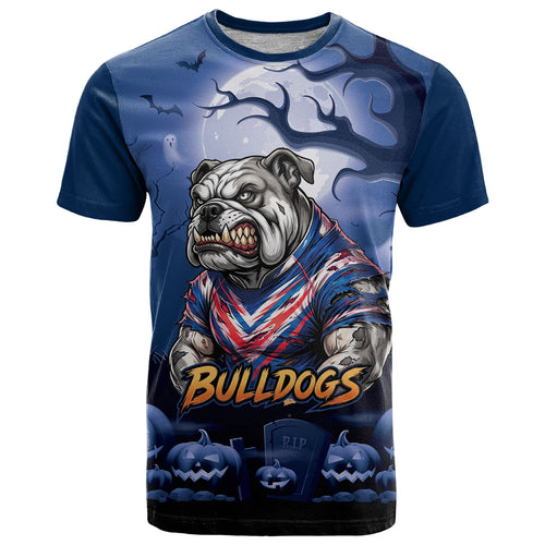 Custom Halloween Canterbury-Bankstown Bulldogs T Shirt Spooky Australia Mascot Rugby