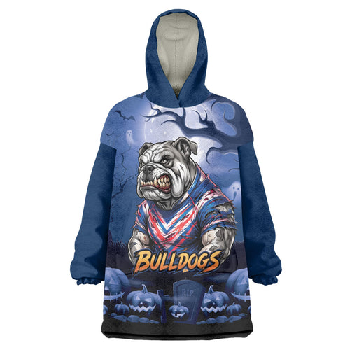 Custom Halloween Canterbury-Bankstown Bulldogs Wearable Blanket Hoodie Spooky Australia Mascot Rugby