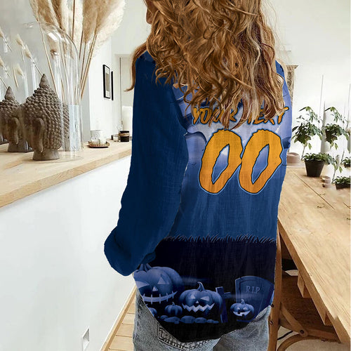 Custom Halloween Canterbury-Bankstown Bulldogs Women Casual Shirt Spooky Australia Mascot Rugby