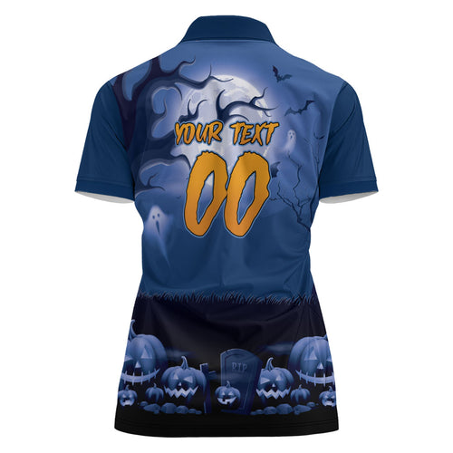 Custom Halloween Canterbury-Bankstown Bulldogs Women Polo Shirt Spooky Australia Mascot Rugby