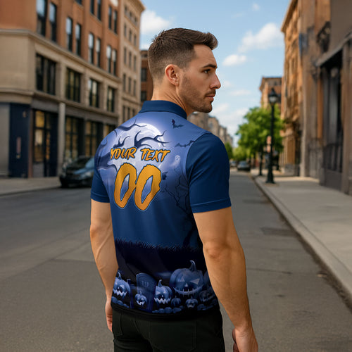 Custom Halloween Canterbury-Bankstown Bulldogs Zipper Polo Shirt Spooky Australia Mascot Rugby