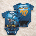 Custom Halloween Cronulla-Sutherland Sharks Baby Onesie Spooky Australia Mascot Rugby