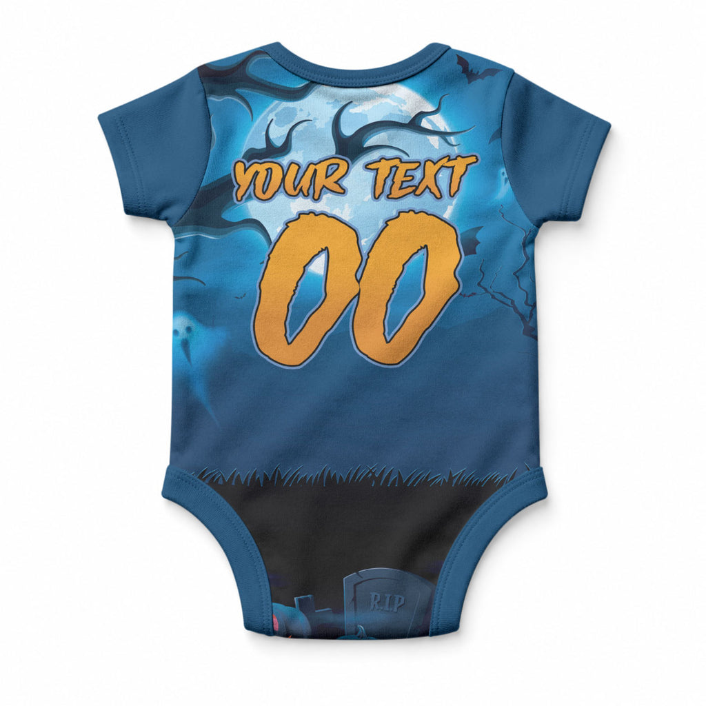 Custom Halloween Cronulla-Sutherland Sharks Baby Onesie Spooky Australia Mascot Rugby