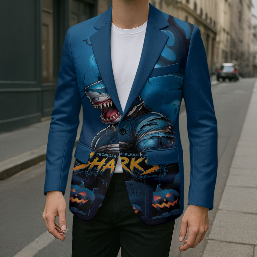 Custom Halloween Cronulla-Sutherland Sharks Blazer Spooky Australia Mascot Rugby
