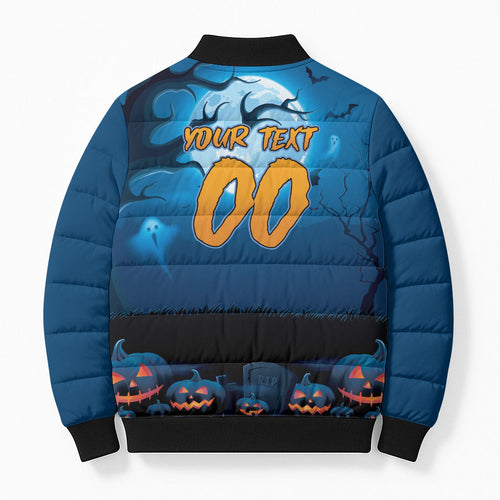 Custom Halloween Cronulla-Sutherland Sharks Bomber Puffer Jacket Spooky Australia Mascot Rugby