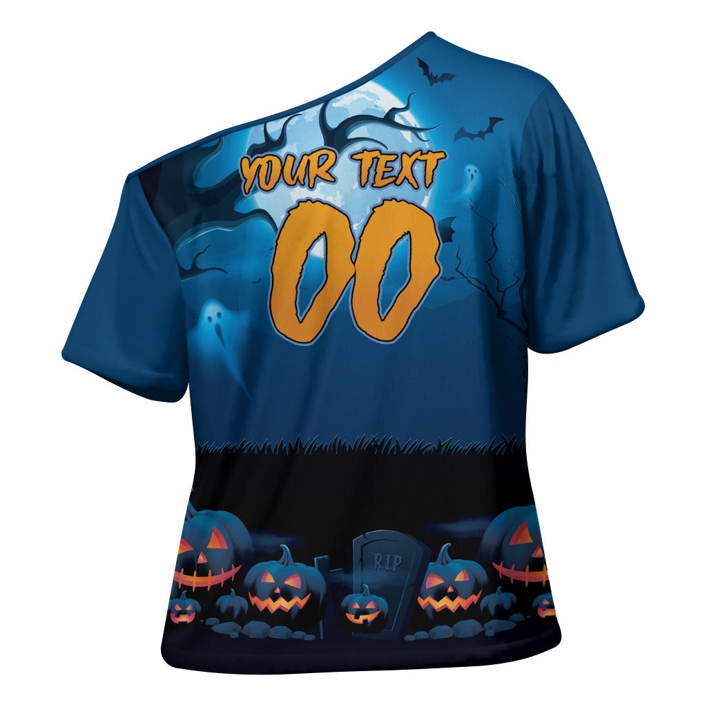 Custom Halloween Cronulla-Sutherland Sharks Cross Shoulder Shirt Spooky Australia Mascot Rugby