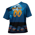 Custom Halloween Cronulla-Sutherland Sharks Cross Shoulder Shirt Spooky Australia Mascot Rugby