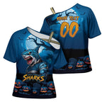 Custom Halloween Cronulla-Sutherland Sharks Cross Shoulder Shirt Spooky Australia Mascot Rugby