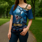 Custom Halloween Cronulla-Sutherland Sharks Cross Shoulder Shirt Spooky Australia Mascot Rugby