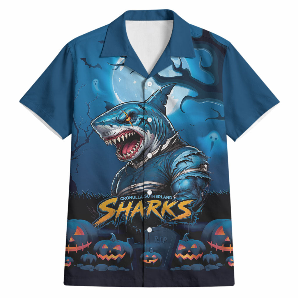 Custom Halloween Cronulla-Sutherland Sharks Hawaiian Shirt Spooky Australia Mascot Rugby