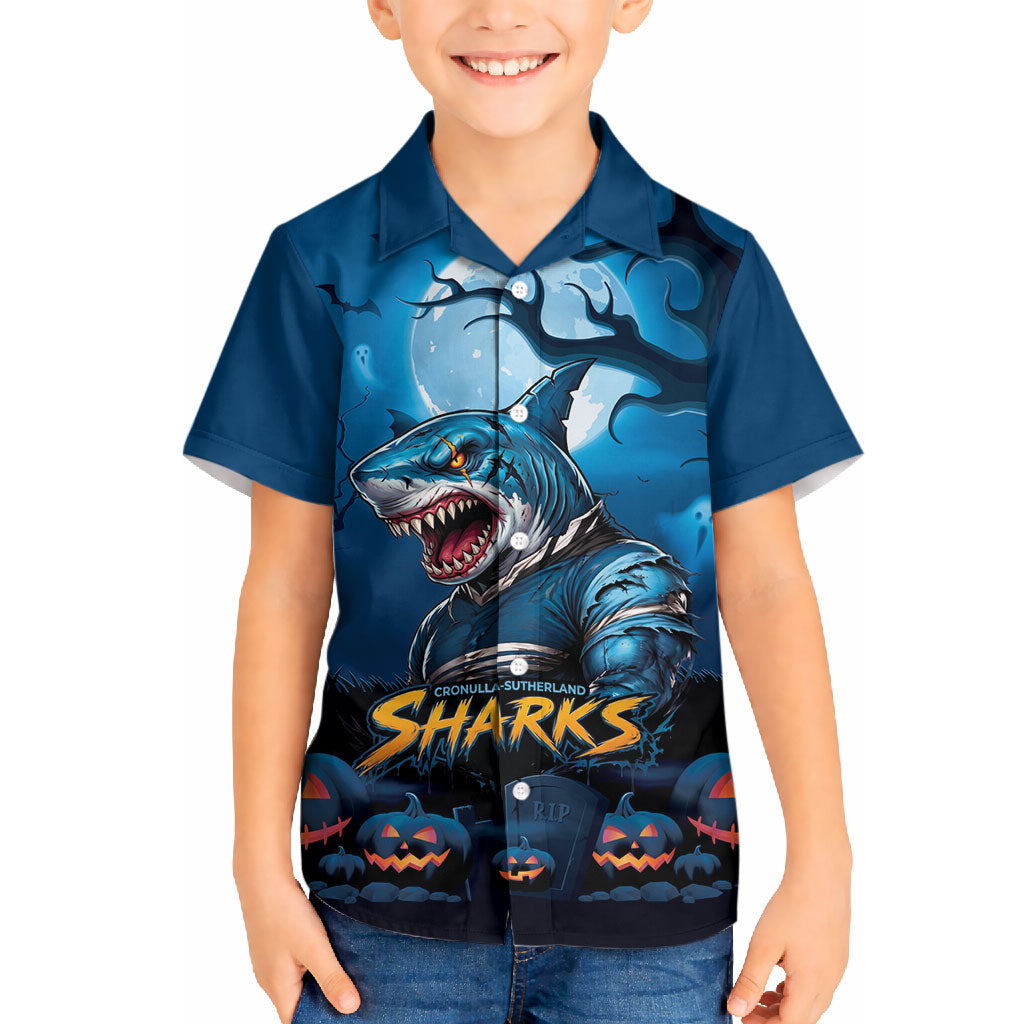 Custom Halloween Cronulla-Sutherland Sharks Hawaiian Shirt Spooky Australia Mascot Rugby