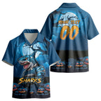 Custom Halloween Cronulla-Sutherland Sharks Kid Hawaiian Shirt Spooky Australia Mascot Rugby