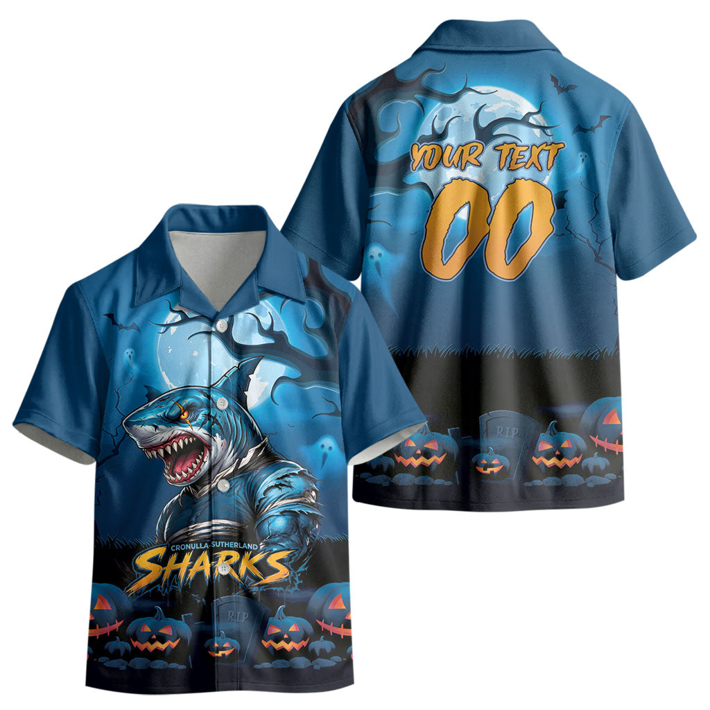 Custom Halloween Cronulla-Sutherland Sharks Kid Hawaiian Shirt Spooky Australia Mascot Rugby