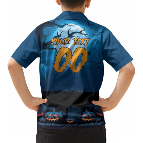 Custom Halloween Cronulla-Sutherland Sharks Kid Hawaiian Shirt Spooky Australia Mascot Rugby