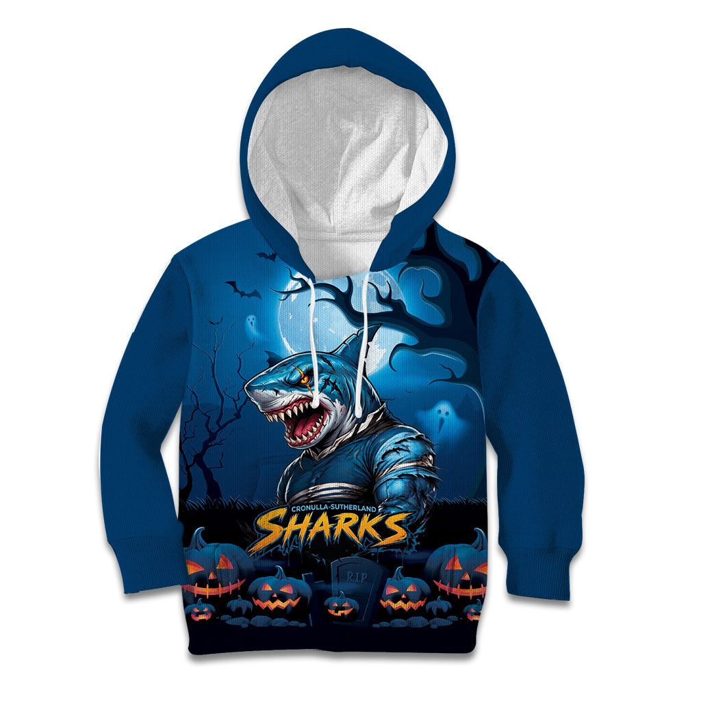 Custom Halloween Cronulla-Sutherland Sharks Kid Hoodie Spooky Australia Mascot Rugby