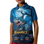 Custom Halloween Cronulla-Sutherland Sharks Kid Polo Shirt Spooky Australia Mascot Rugby