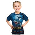 Custom Halloween Cronulla-Sutherland Sharks Kid T Shirt Spooky Australia Mascot Rugby