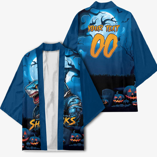 Custom Halloween Cronulla-Sutherland Sharks Kimono Spooky Australia Mascot Rugby