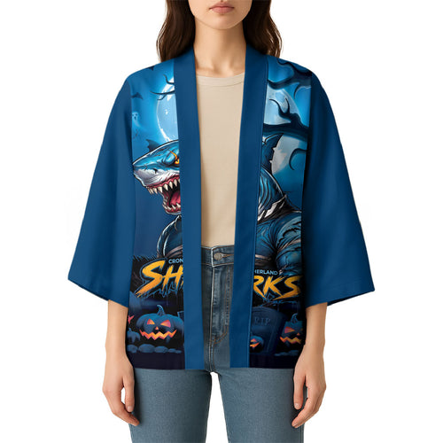 Custom Halloween Cronulla-Sutherland Sharks Kimono Spooky Australia Mascot Rugby
