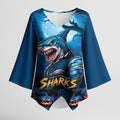 Custom Halloween Cronulla-Sutherland Sharks Kimono Sleeve Blouse Spooky Australia Mascot Rugby