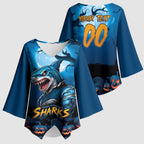 Custom Halloween Cronulla-Sutherland Sharks Kimono Sleeve Blouse Spooky Australia Mascot Rugby