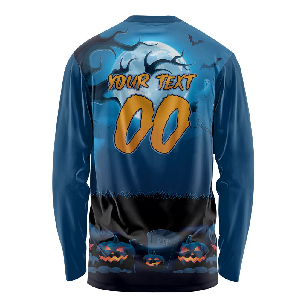 Custom Halloween Cronulla-Sutherland Sharks Long Sleeve Shirt Spooky Australia Mascot Rugby