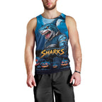 Custom Halloween Cronulla-Sutherland Sharks Men Tank Top Spooky Australia Mascot Rugby