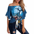 Custom Halloween Cronulla-Sutherland Sharks Off Shoulder Wrap Waist Top Spooky Australia Mascot Rugby