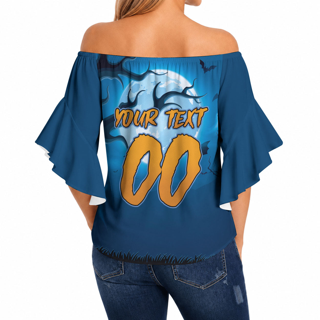 Custom Halloween Cronulla-Sutherland Sharks Off Shoulder Wrap Waist Top Spooky Australia Mascot Rugby