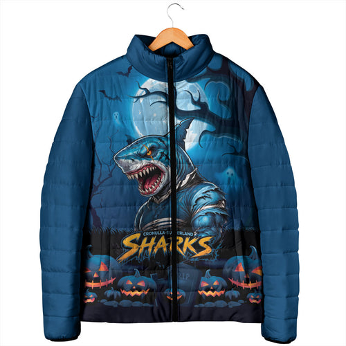 Custom Halloween Cronulla-Sutherland Sharks Padded Jacket Spooky Australia Mascot Rugby