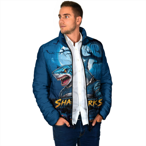 Custom Halloween Cronulla-Sutherland Sharks Padded Jacket Spooky Australia Mascot Rugby
