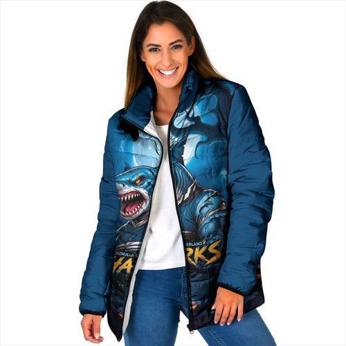 Custom Halloween Cronulla-Sutherland Sharks Padded Jacket Spooky Australia Mascot Rugby