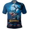 Custom Halloween Cronulla-Sutherland Sharks Polo Shirt Spooky Australia Mascot Rugby