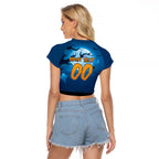 Custom Halloween Cronulla-Sutherland Sharks Raglan Cropped T Shirt Spooky Australia Mascot Rugby