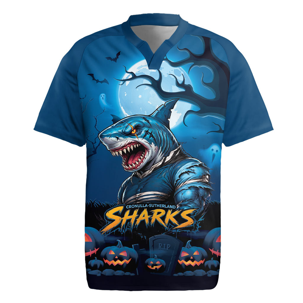Custom Halloween Cronulla-Sutherland Sharks Rugby Jersey Spooky Australia Mascot Rugby