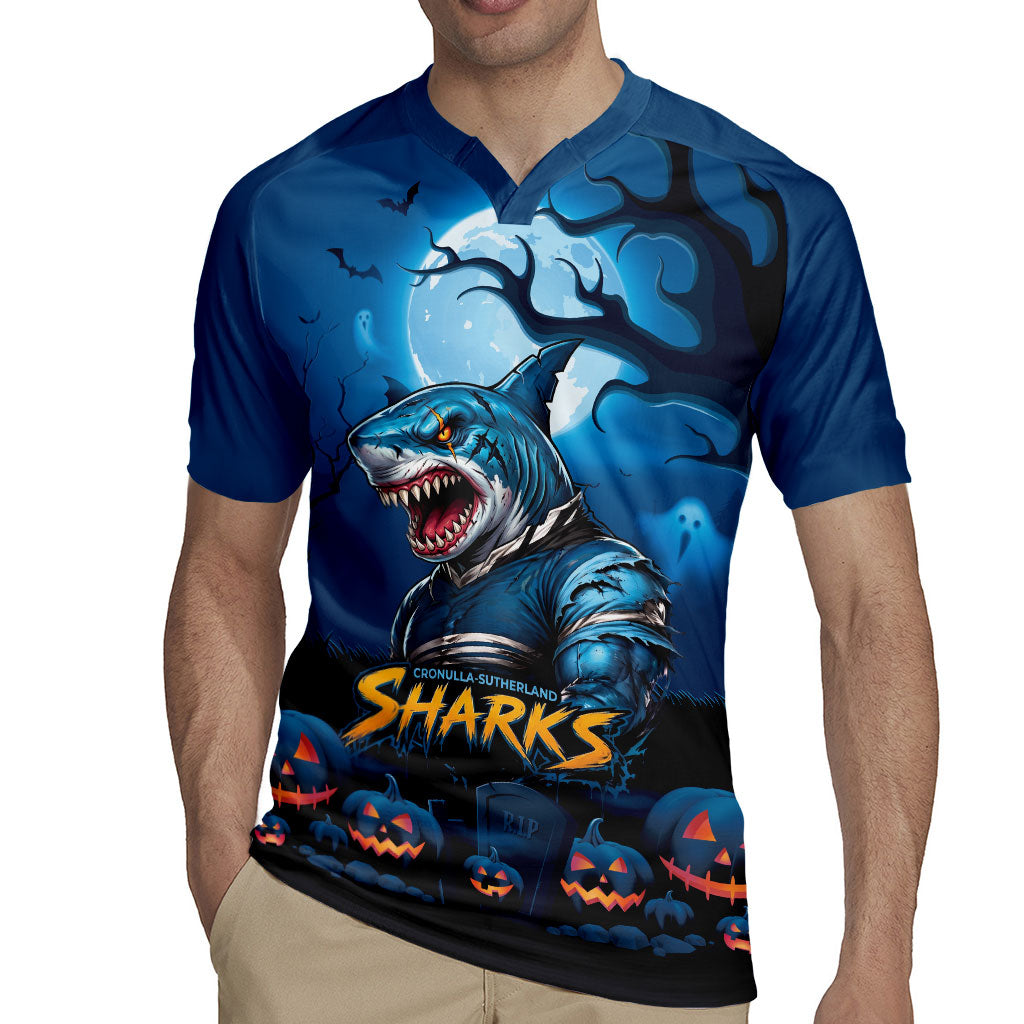 Custom Halloween Cronulla-Sutherland Sharks Rugby Jersey Spooky Australia Mascot Rugby